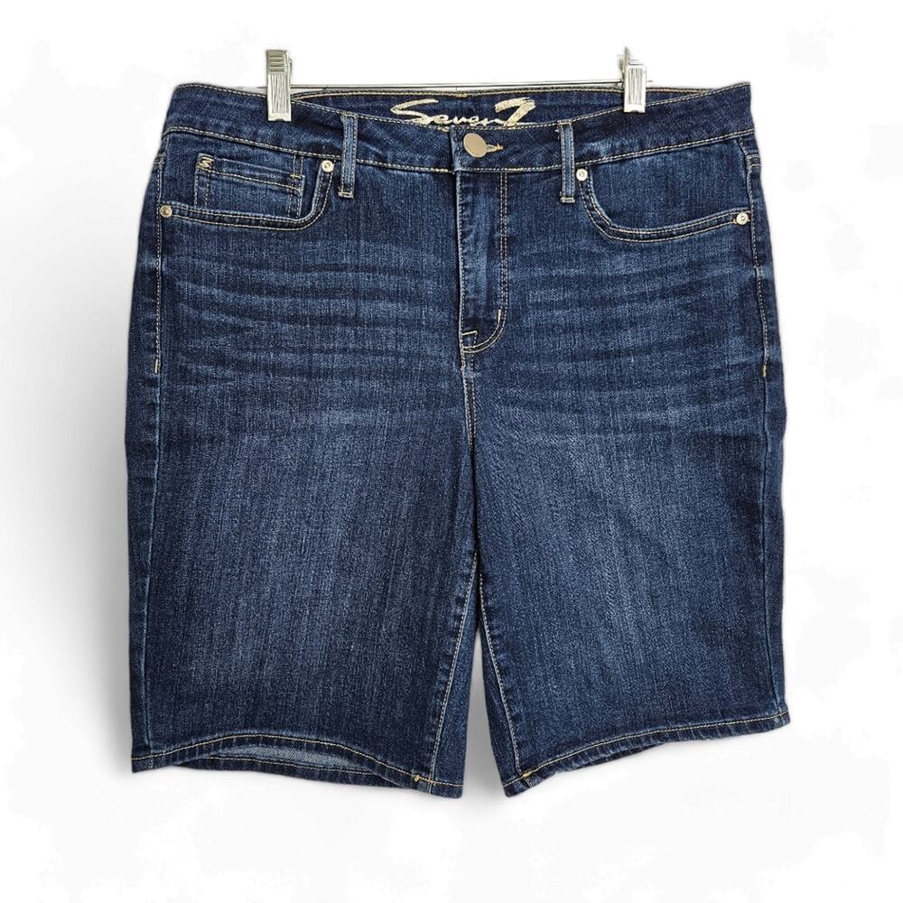 Seven7 Womens Blue Denim Sunset Bermuda Shorts Size 12